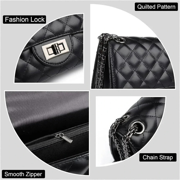 ❤️ Quilted Crossbody Bags for Ladies Shoulder Purses  with Chain Strap Stylish - Picture 5 of 6